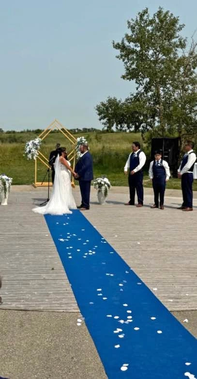 Blue wedding aisle runner
