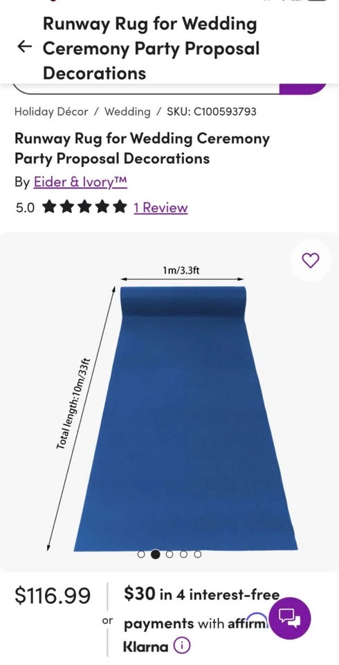 Blue wedding aisle runner - photo 2