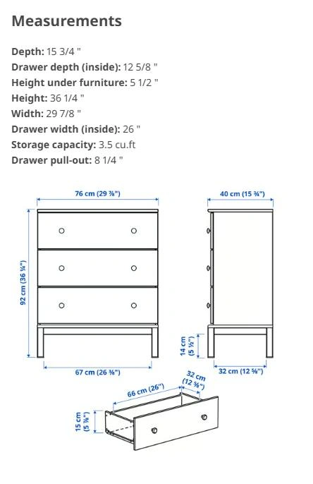 IKEA Tarva 3 drawer pine dresser - photo 5