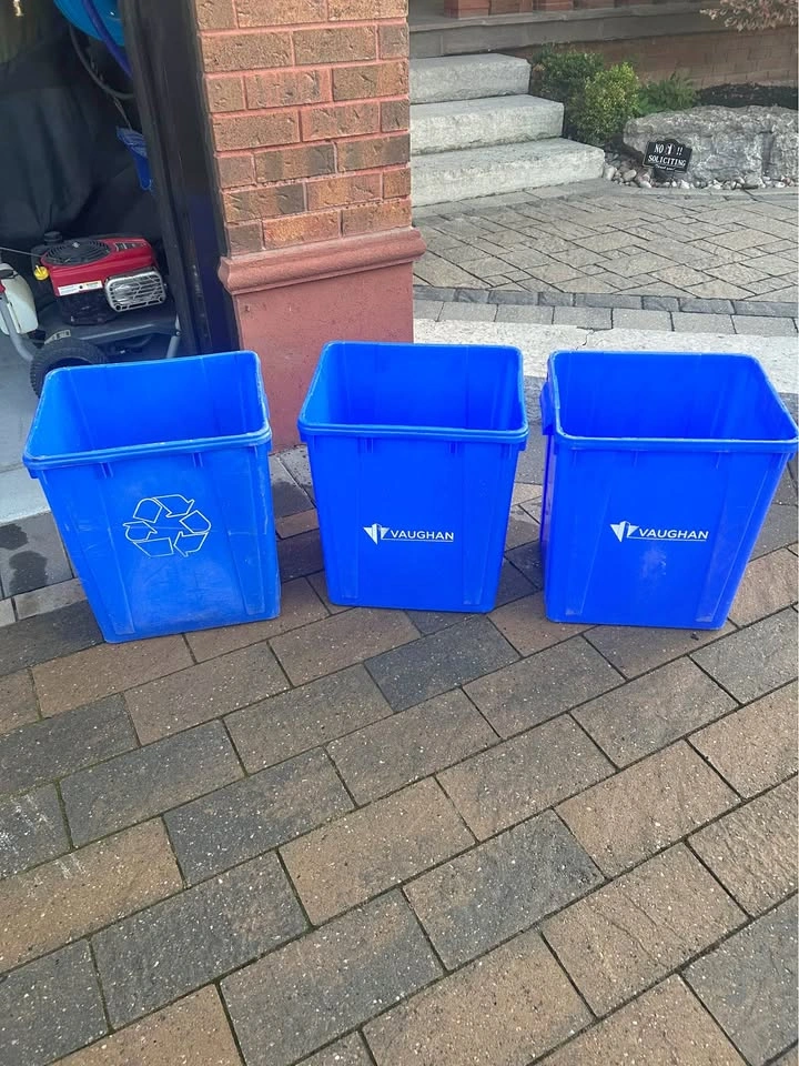 Set of 3 Blue Recycling Bins