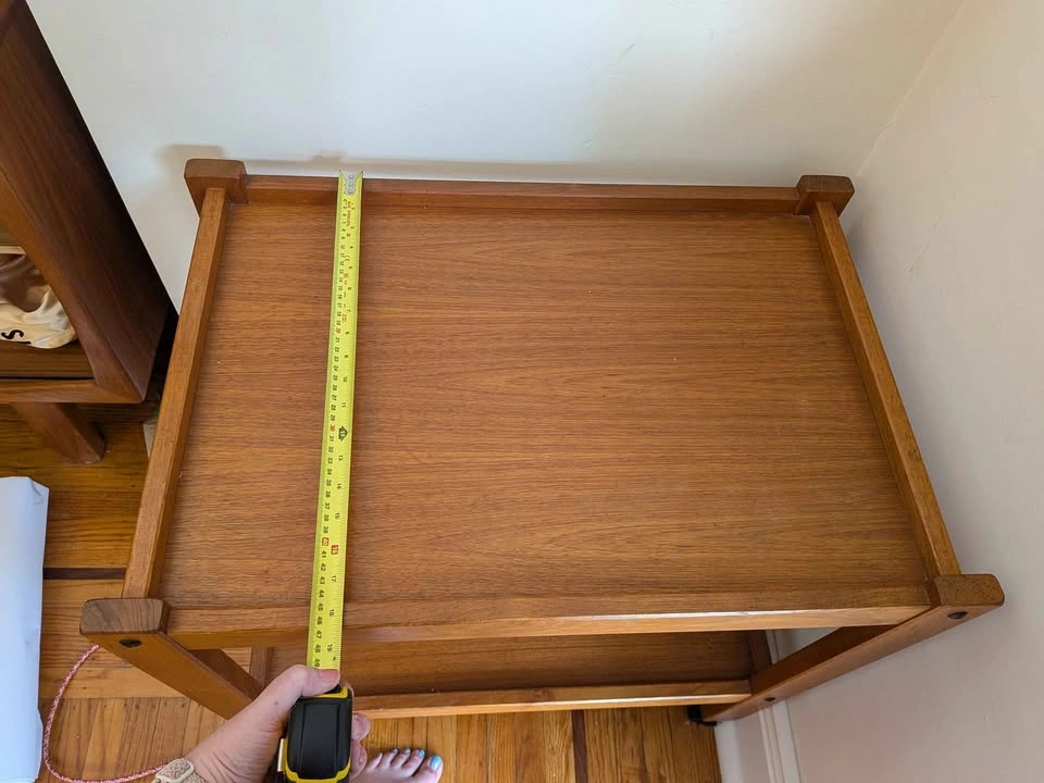 Vintage 1980s Wooden Teak-look Microwave Cart / Utility Cart - photo 4