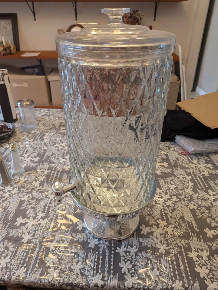Large Bowring Glass Beverage Dispenser with Lid & Stand - photo 2