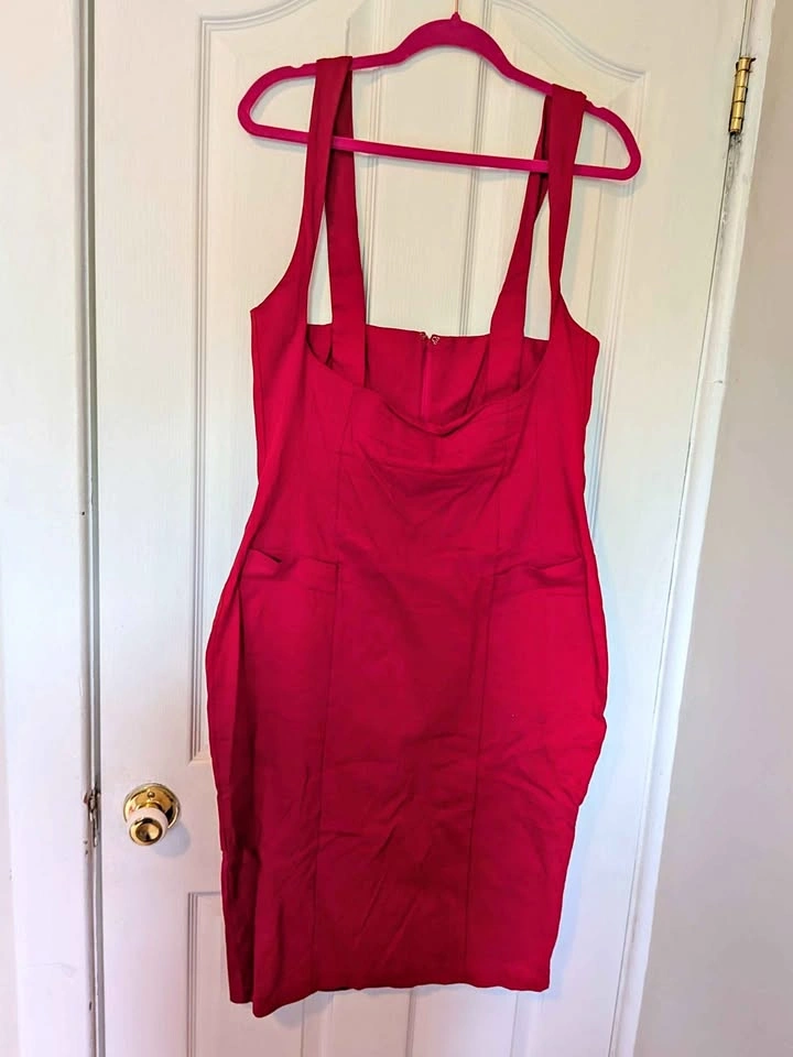 Red Stretch Pinafore / Jumper Dress – Approx. 1X