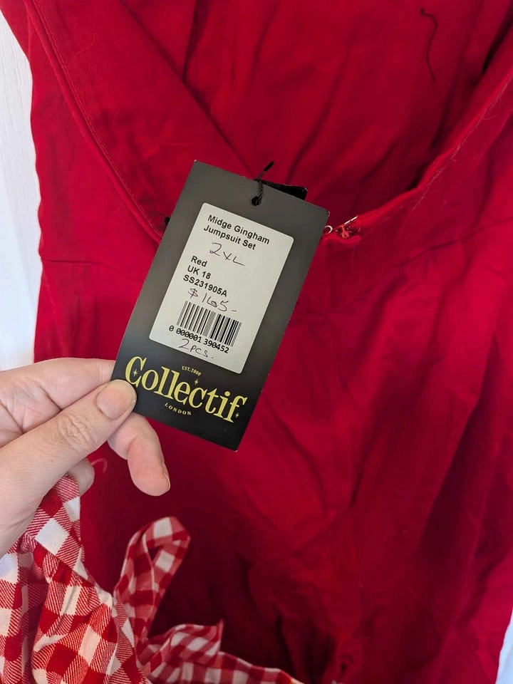 Collectif London Midge Gingham Jumpsuit Set – 2XL / UK 18 – NWT - photo 5