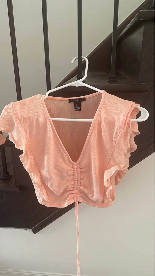 NWOT coral peach ruched two piece - photo 3