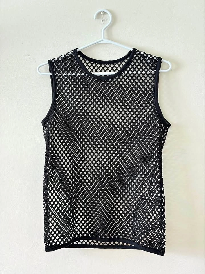 Black Fishnet Mesh Sleeveless Tank Top – Rave / Festival Wear