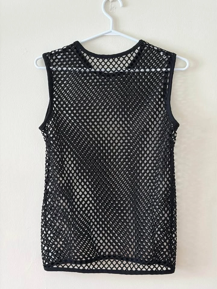 Black Fishnet Mesh Sleeveless Tank Top – Rave / Festival Wear - photo 2