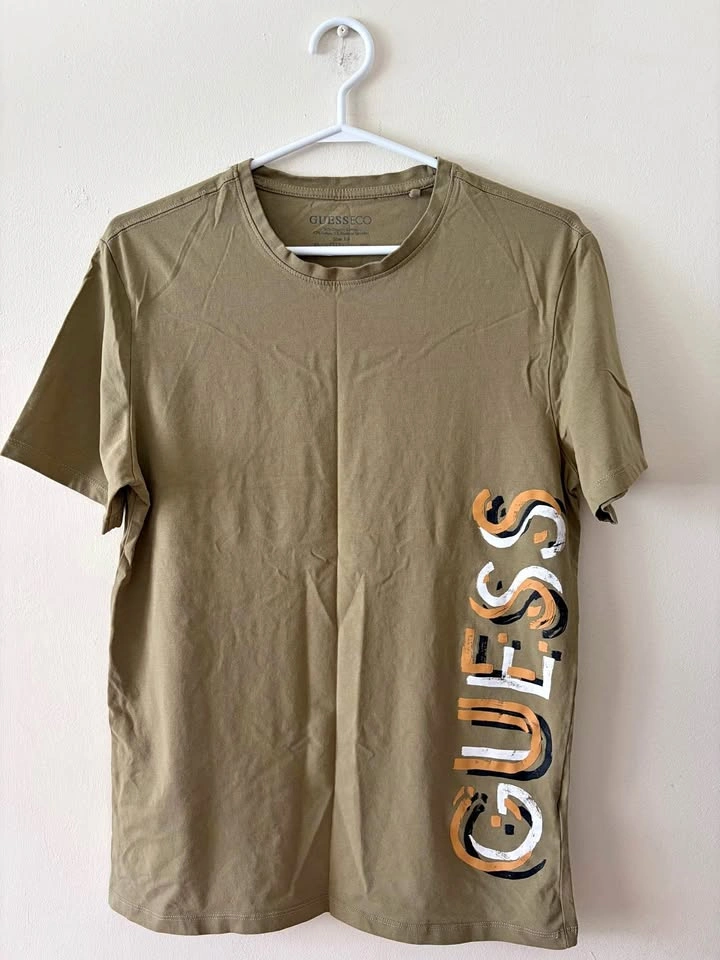 Men's Guess Eco Olive Green Graphic Logo T-Shirt