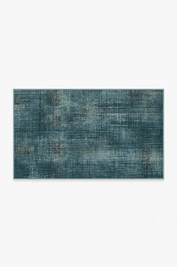 Sudaria Solid Teal Blue Rug 3'x5' Ruggable washable rug