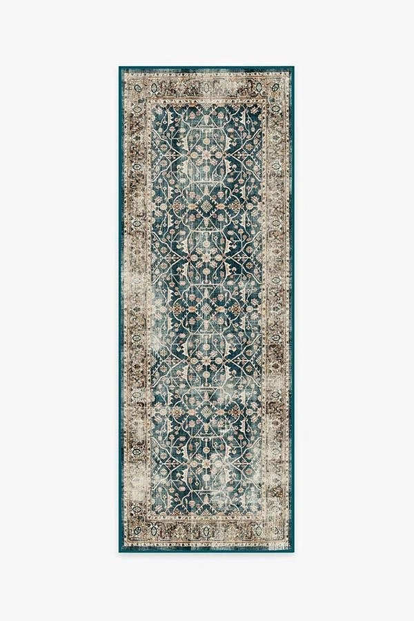 Celestine Teal Blue Rug 2.5'x7' Ruggable washable rug