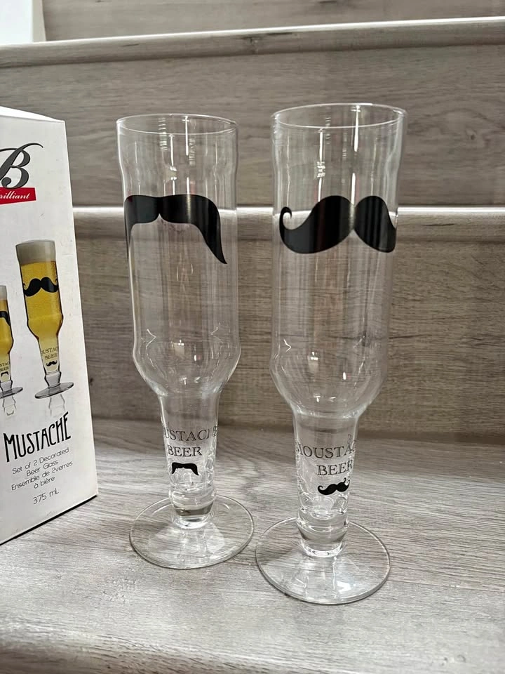 Mustache Beer glasses set of 2