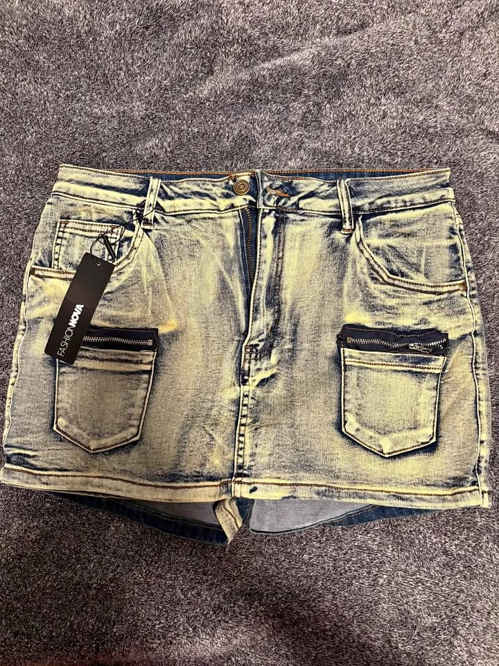 Fashion Nova Moving Forward Tinted Denim Skort