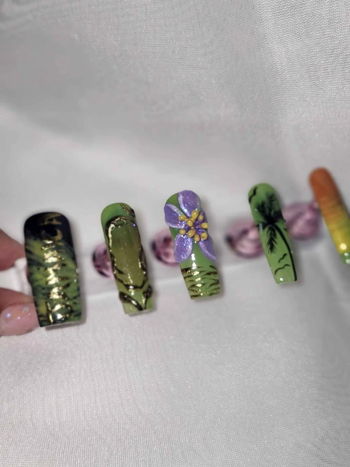 Jamaica Flag Press-On Nails | Handmade Caribbean Nails