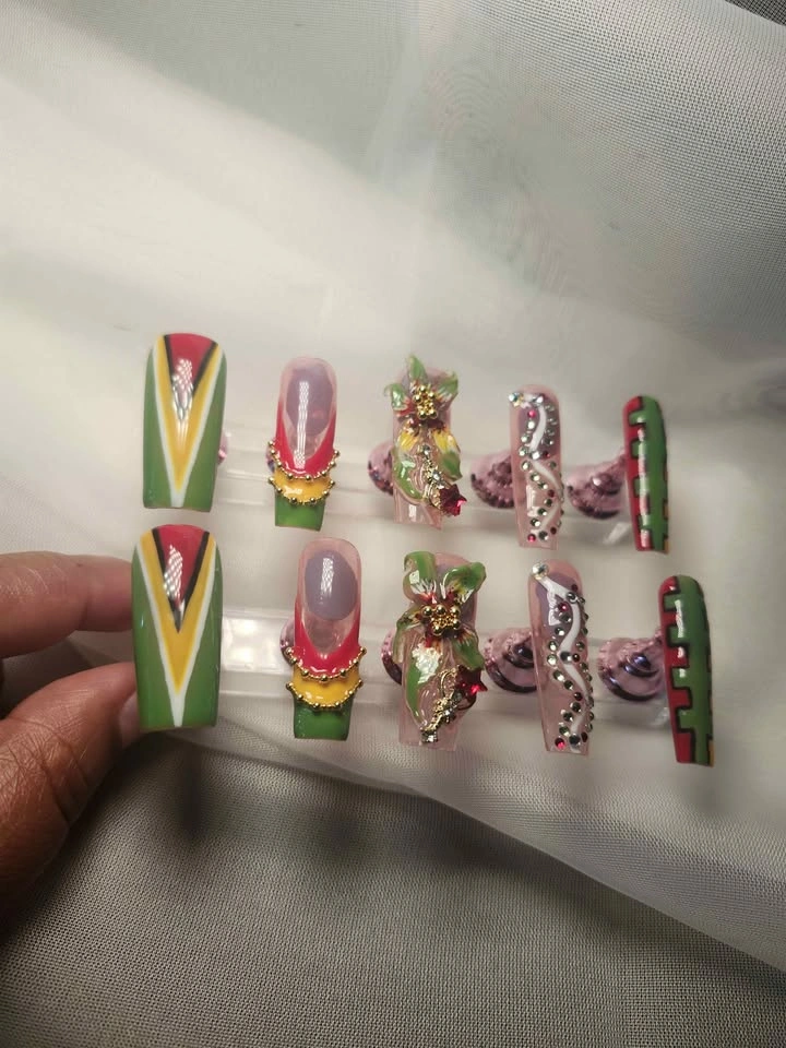 GUYANA 🇬🇾 Caribana Ready Press On Nails - photo 2