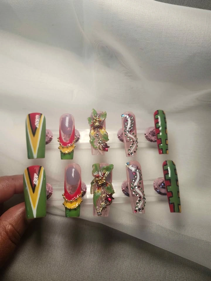 GUYANA 🇬🇾 Caribana Ready Press On Nails - photo 3