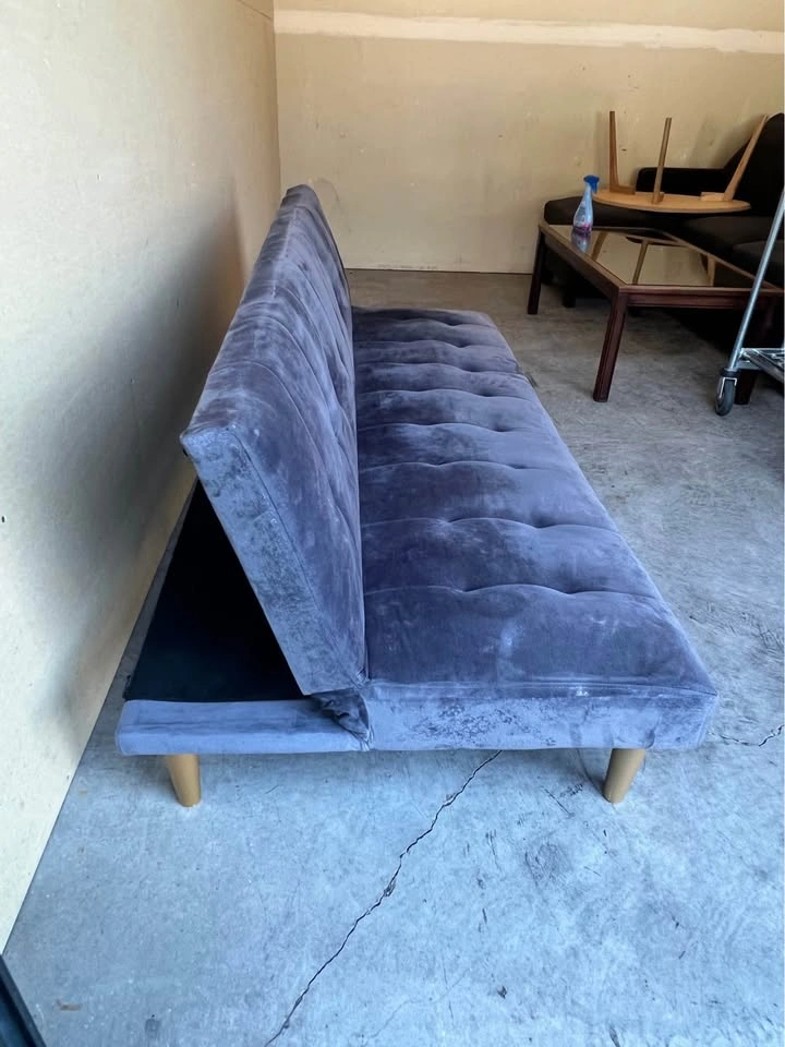 FREE DELIVERY 🚚 Blue Velvet Futon Sofa Bed Couch - photo 4