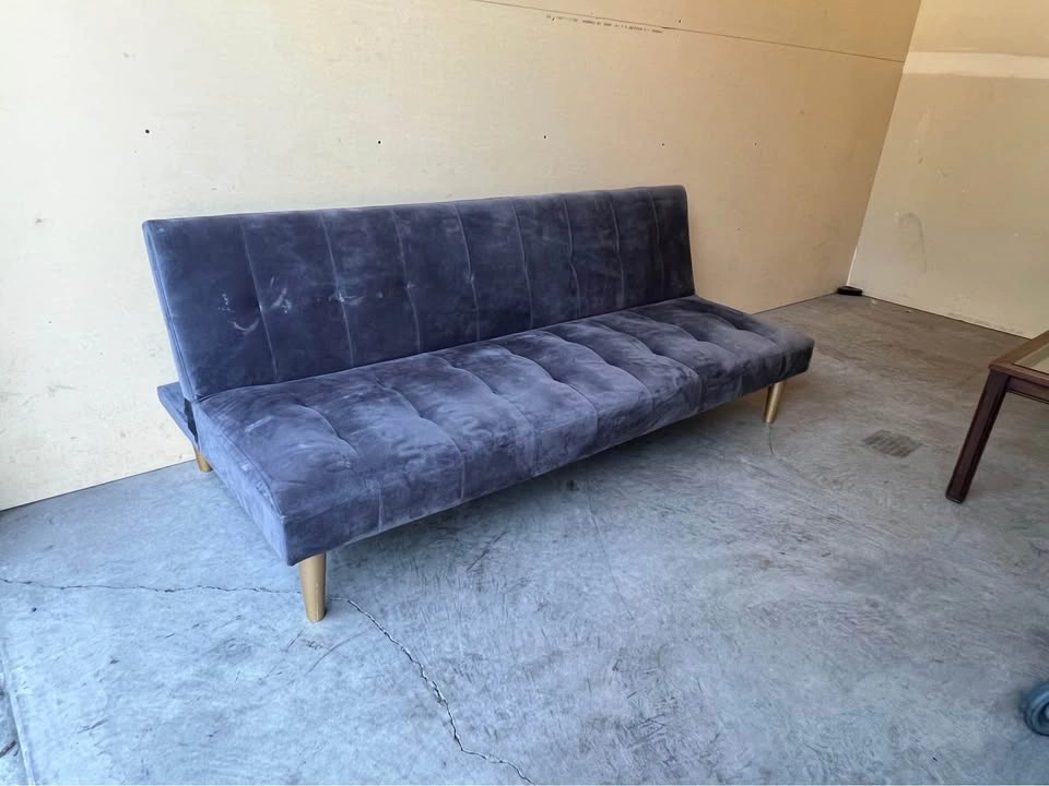 FREE DELIVERY 🚚 Blue Velvet Futon Sofa Bed Couch - photo 5