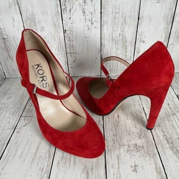 Michael Kors red suede mary jane heels Size 9