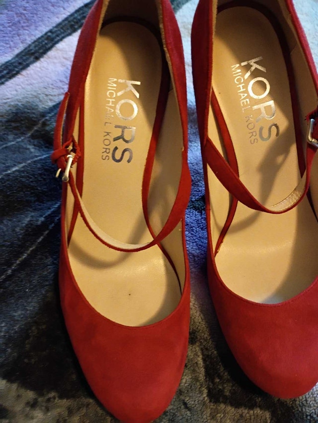 Michael Kors red suede mary jane heels Size 9 - photo 3