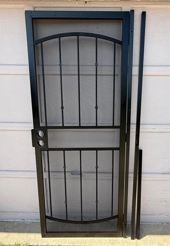 Heavy-Duty Black Steel Security Screen Door + Frame 36x80" - photo 2