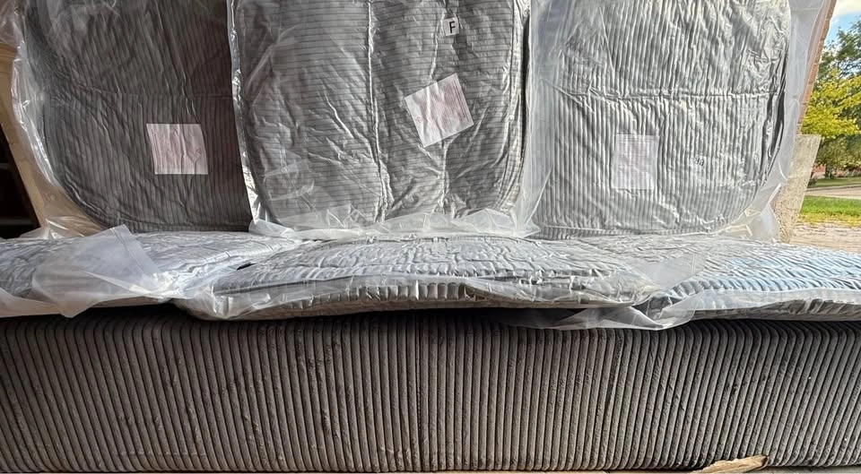 Grey Corduroy Armless 3-Seat Sofa Base 61x29" – Brand New - photo 3