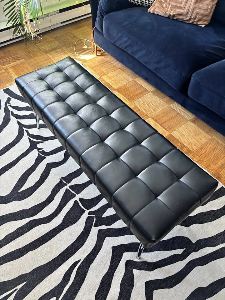 Black leather bench