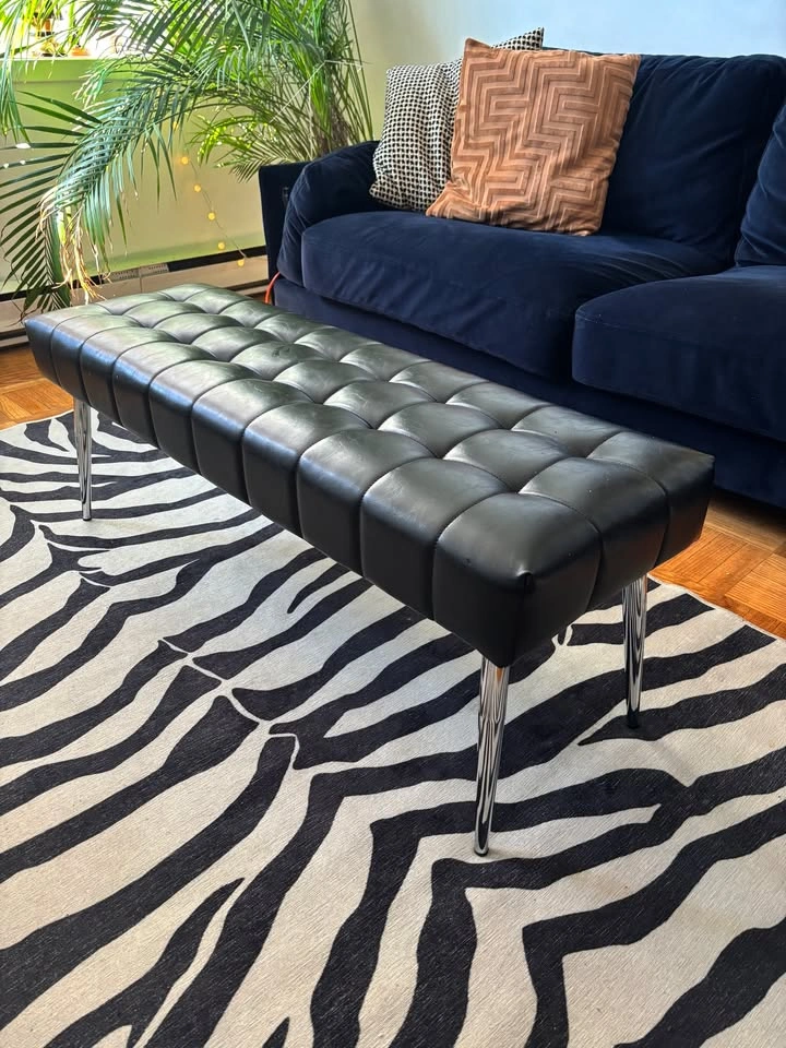 Black leather bench - photo 2