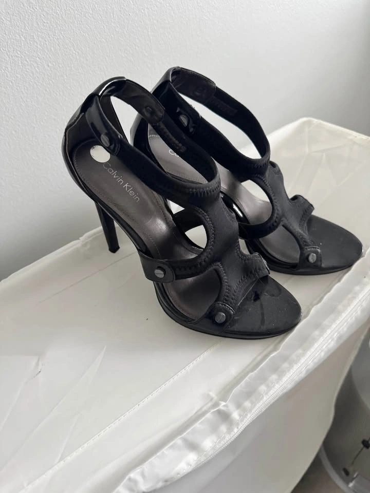 Calvin Klein Black Strappy High Heel Sandals size 8