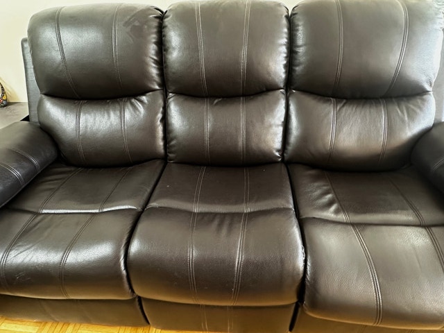 3 Piece Manual Recliner Leather Sofa Set