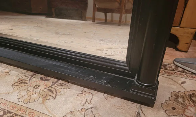 Large Wood Overmantle Beveled Mirror image indicator(4)