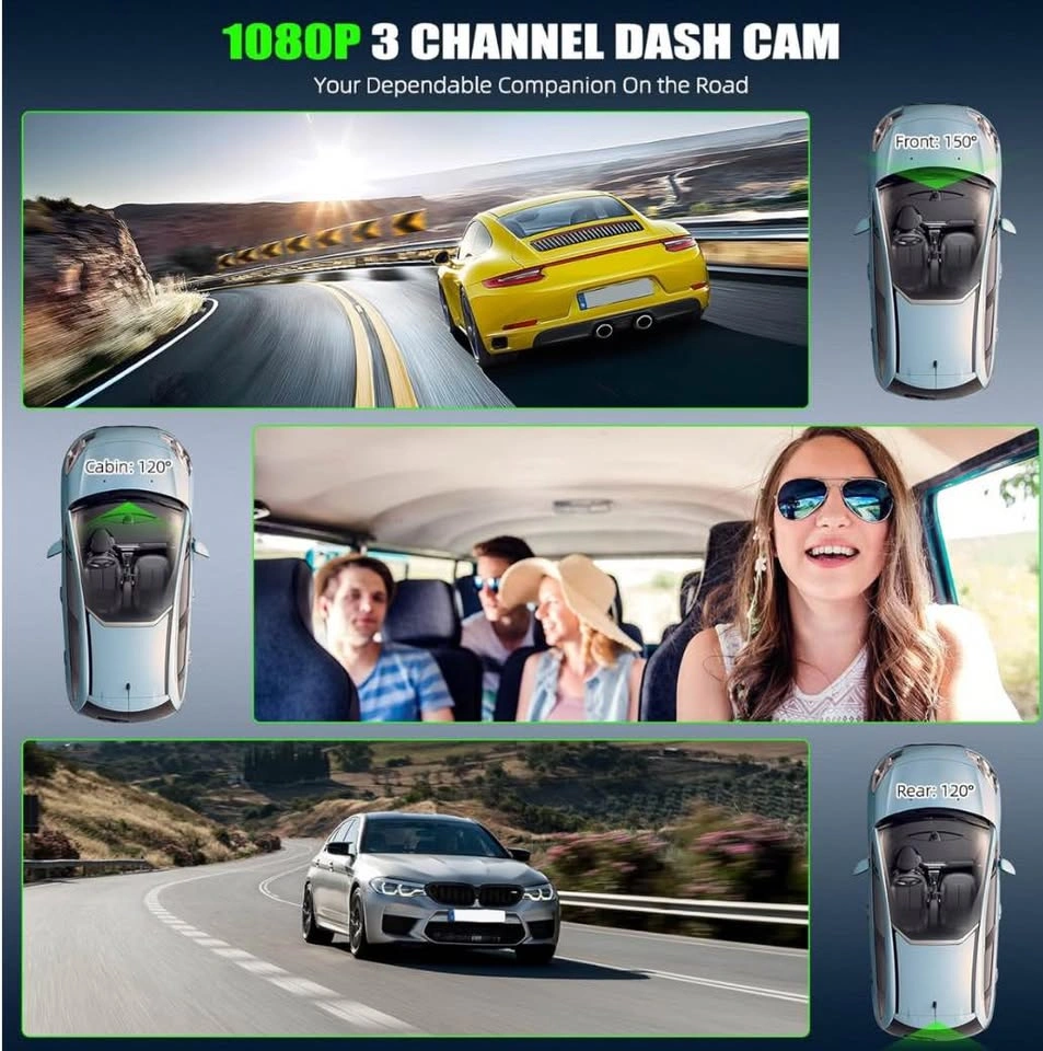 3-Channel Dash Cam – Front, Rear & Inside Camera - photo 3