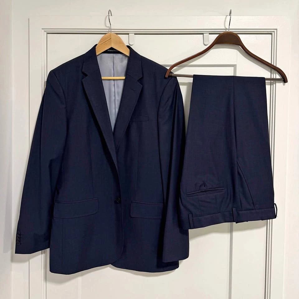H&M Wool suit navy blue - 40 regular jacket, 34 pants
