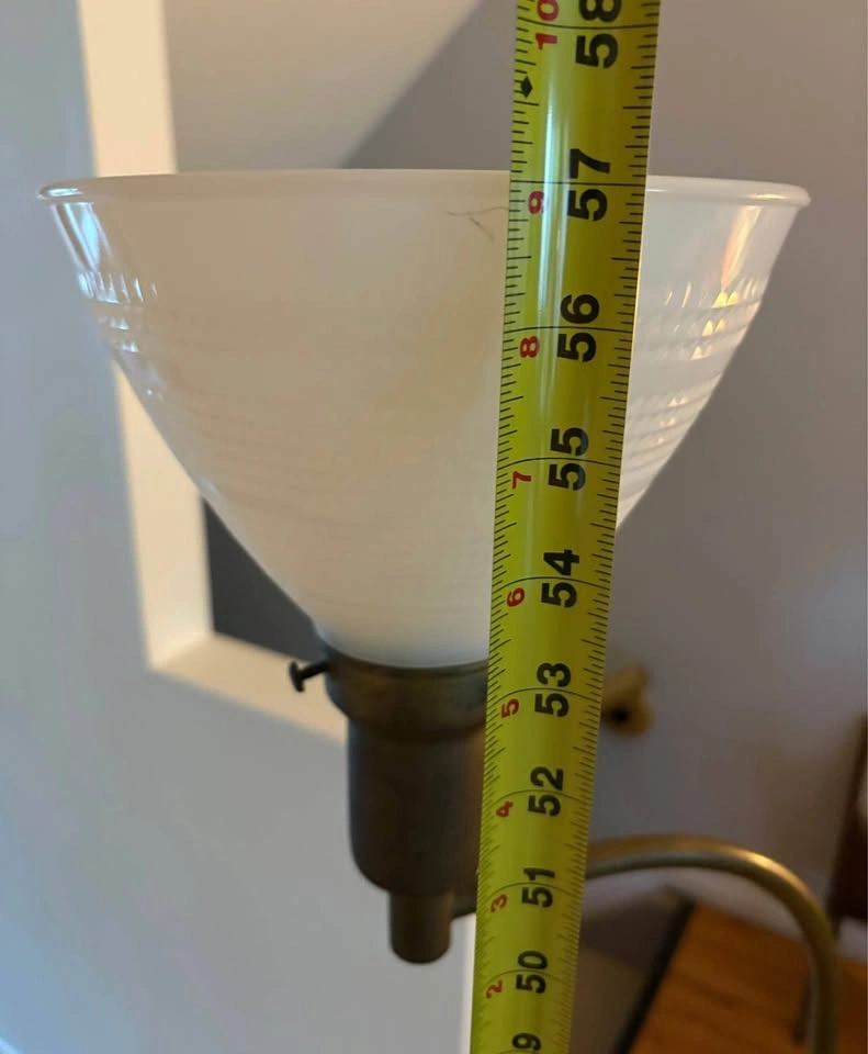 Antique MCM Floor Lamp w/ Textured Milk Glass Shade – 57”H - photo 4