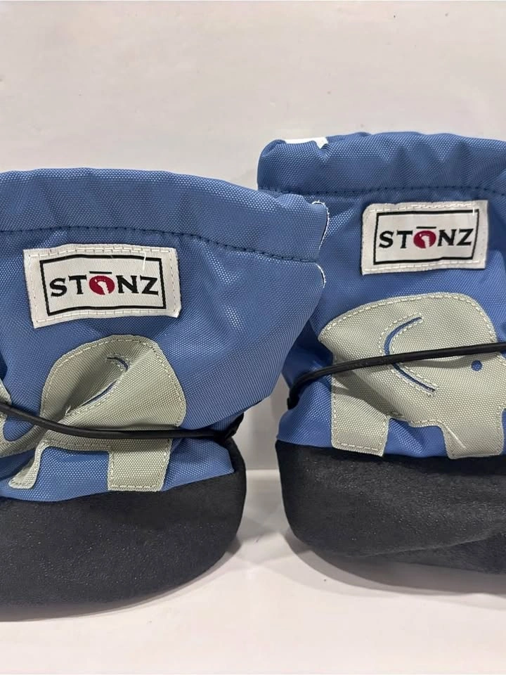 Stonz Blue and Gray Kids Booties with Elephant Accent small