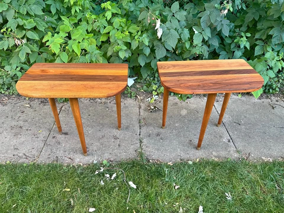 Pair of Solid Walnut MCM Side / End Tables – Just Completely Ref