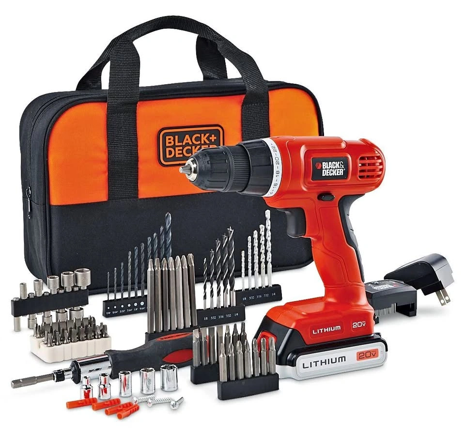 BLACK+DECKER 20V Cordless Drill Kit w/ Battery & 100-Pc Set