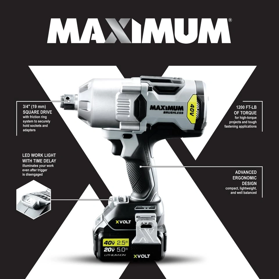 MAXIMUM 40V Brushless 3/4" High-Torque Impact Wrench - photo 2