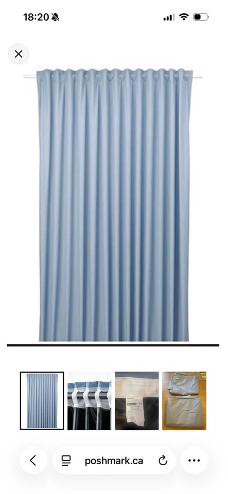 IKEA BENGTA Blackout Curtains – Light Blue (83" × 98") | 3 Avail