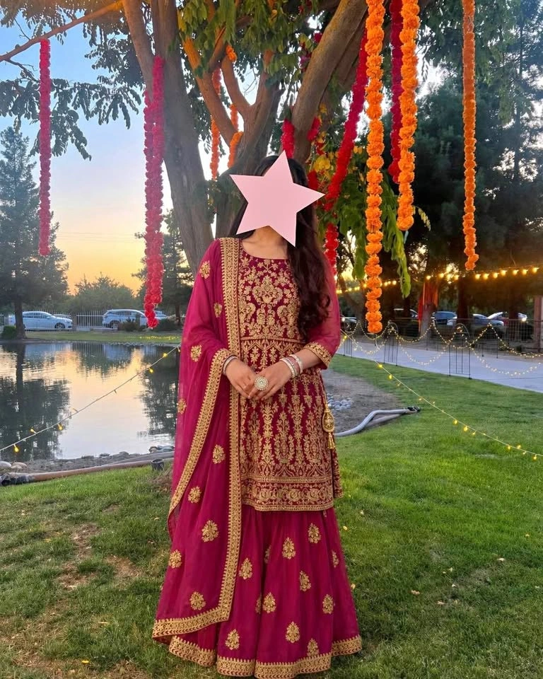 Pink & Gold Indian Sharara Suit