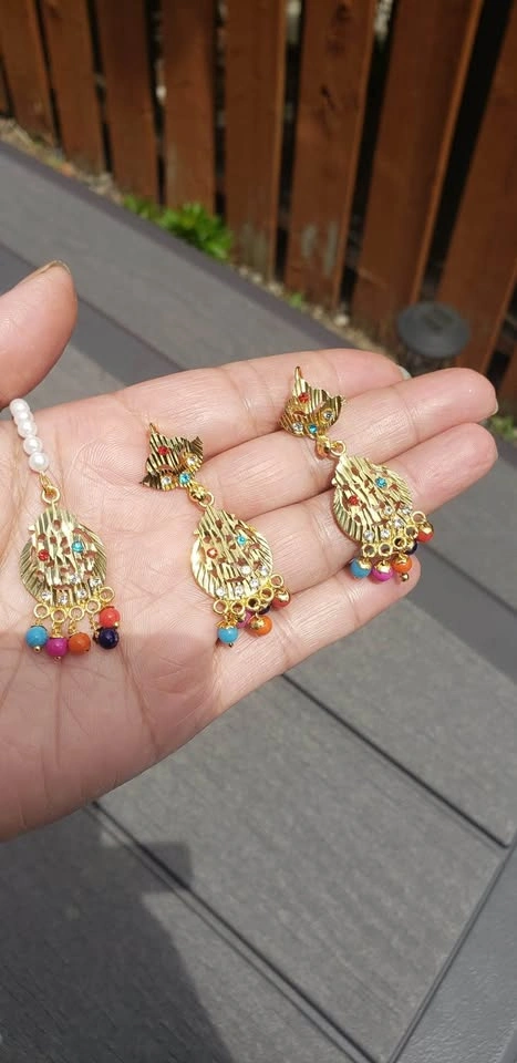Punjabi Tikka & Earrings Set for Kids - photo 2