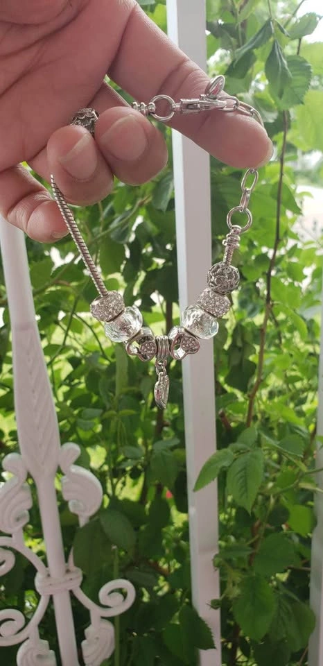 Silver Rhinestone Heart Charm Bracelet - photo 5