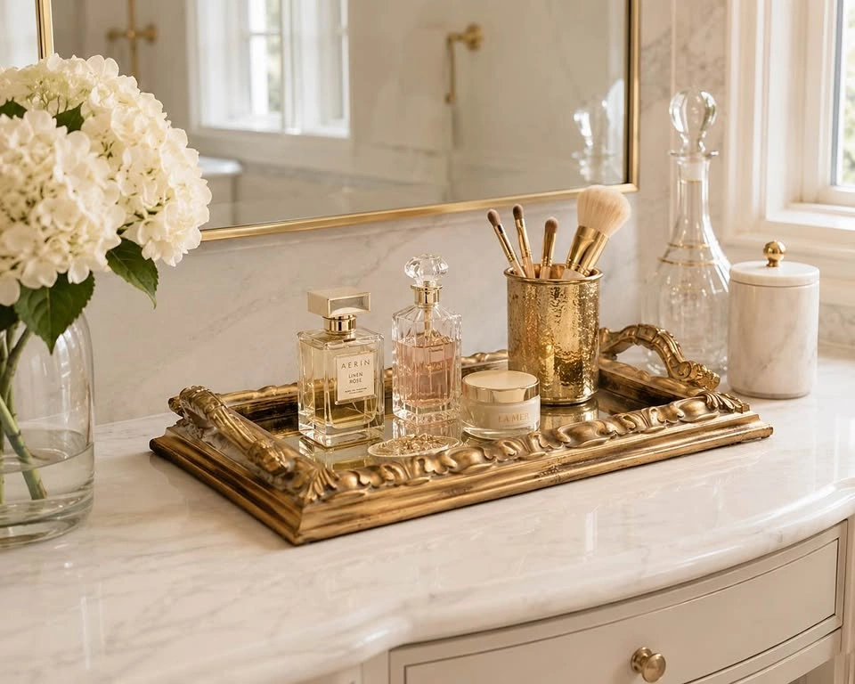 Vintage Bevelled Mirrored Vanity Tray With Handles - photo 2