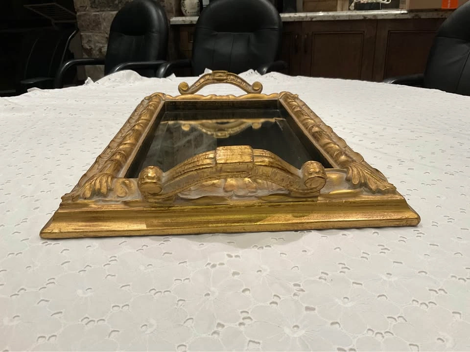 Vintage Bevelled Mirrored Vanity Tray With Handles - photo 5