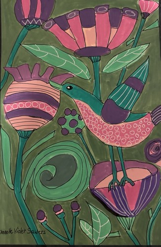 Original Abstract Painting Modern Pop Art Blue Pink Green