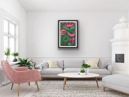 Original Abstract Painting Modern Pop Art Blue Pink Green - photo 3