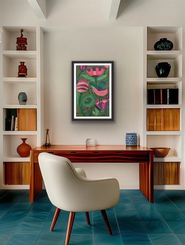 Original Abstract Painting Modern Pop Art Blue Pink Green - photo 4