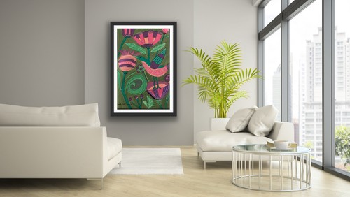 Original Abstract Painting Modern Pop Art Blue Pink Green - photo 5