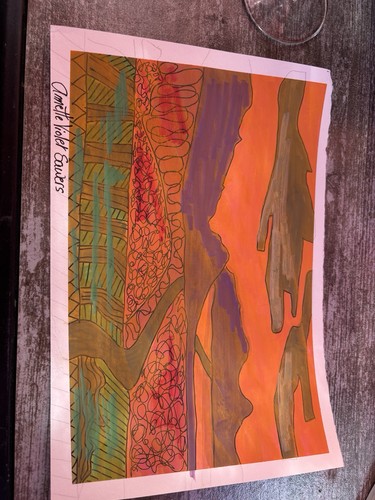 Landscape Orange Fields Mountains Contemporary original artwork - photo 2