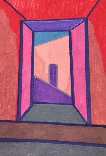 Original Abstract Geometric Architectural Painting Canvas