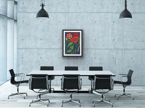 Original Abstract Painting Modern Pop Art Blue Yellow Green - photo 2